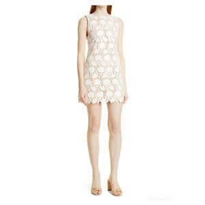 Alice + Olivia NWT Clyde Crochet White Floral Lace Shift Mini Dress Size 4 $495